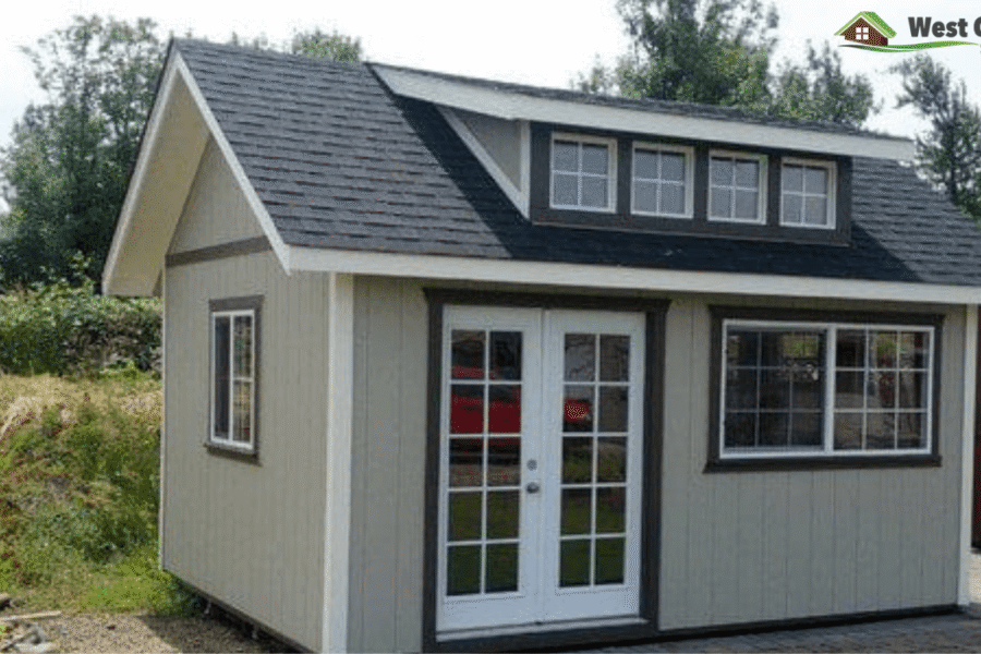 Bunkie with Double Door and Upper Windows