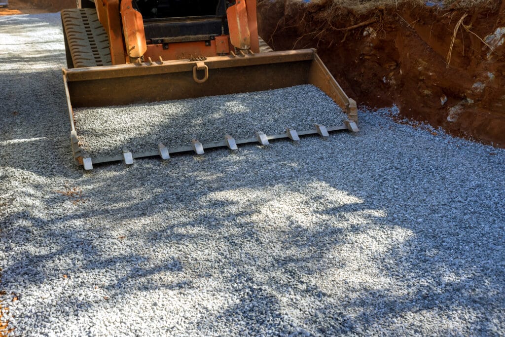Gravel pad for prefab houses